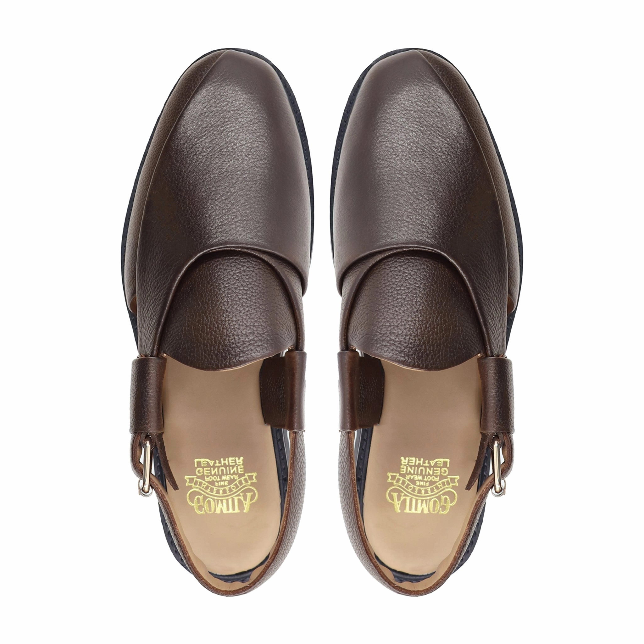 Leven - Men's Dark Brown Pebble Grain Leather Sandal Marni Fussbett Sandals