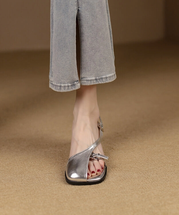 Original Design Silver Sheepskin Hollow Out Sandals YR030 Girl Sandals Clearance