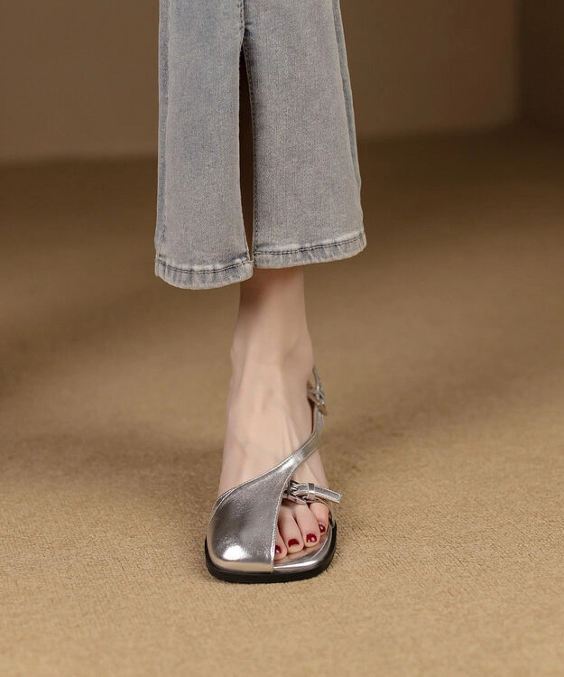 Sandals In Amazon Original Design Silver Sheepskin Hollow Out Sandals YR030