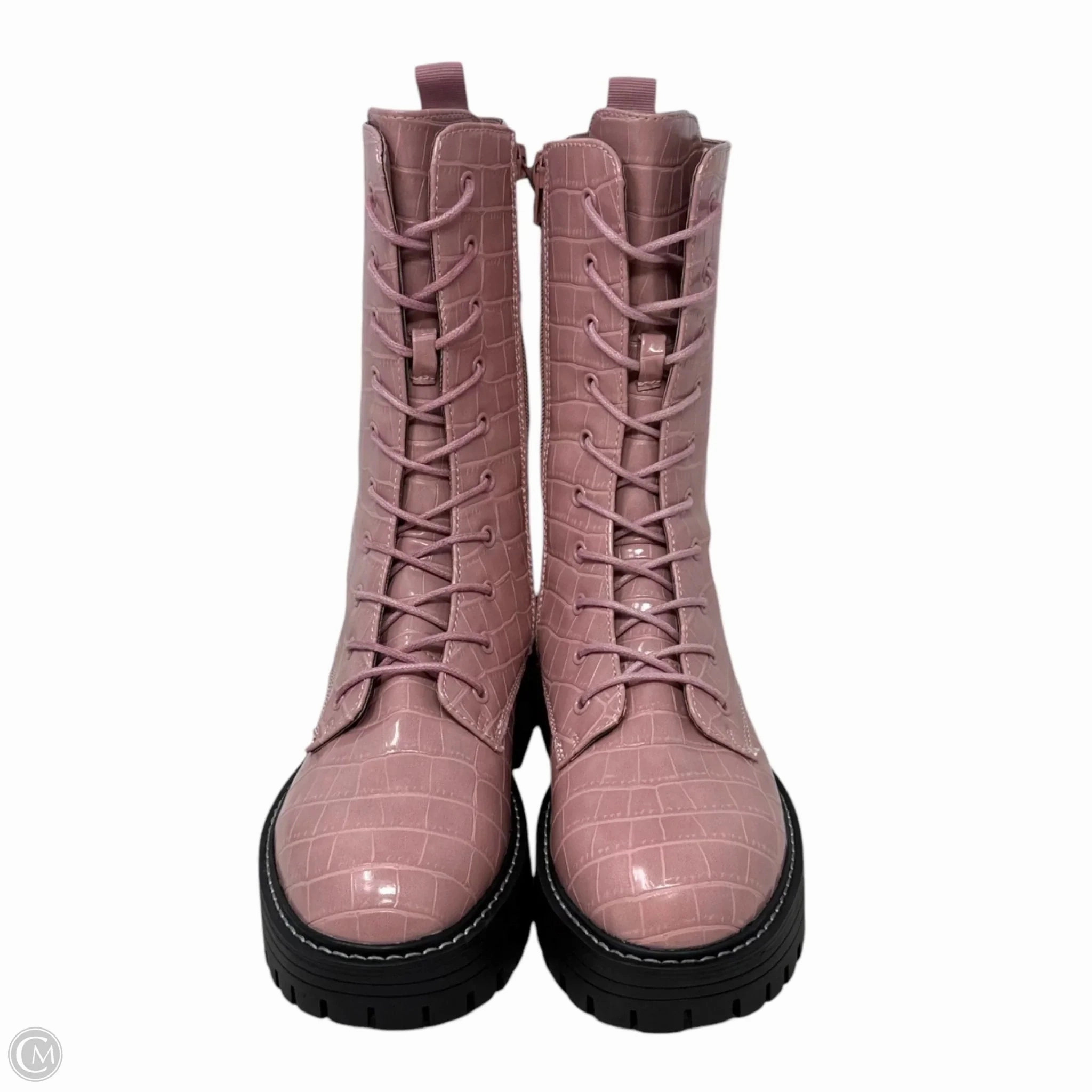 Limelight  Mid Shaft Combat Boots By Sugar In Pink, Size: 7.5 Fashion Jackson Combat Boots