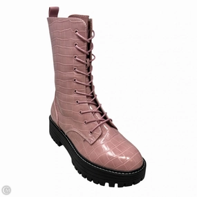 Tan Army Combat Boots Limelight  Mid Shaft Combat Boots By Sugar In Pink, Size: 7.5