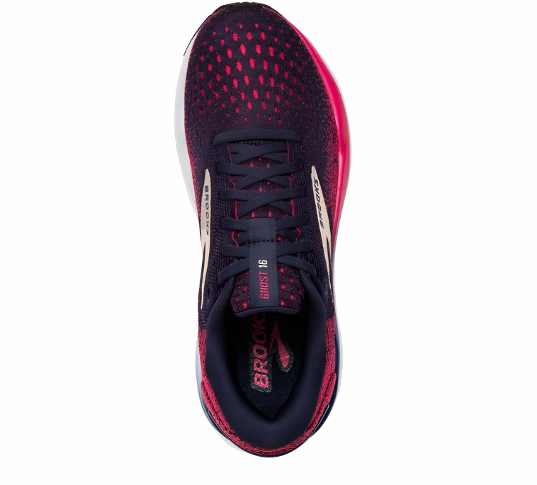 Brooks Women's Ghost 16 Sneaker - Peacoat/Raspberry/Apricot Trending Running Shoes