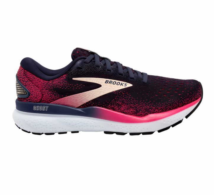 Best Shoes For Trail Running And Hiking Brooks Women's Ghost 16 Sneaker - Peacoat/Raspberry/Apricot
