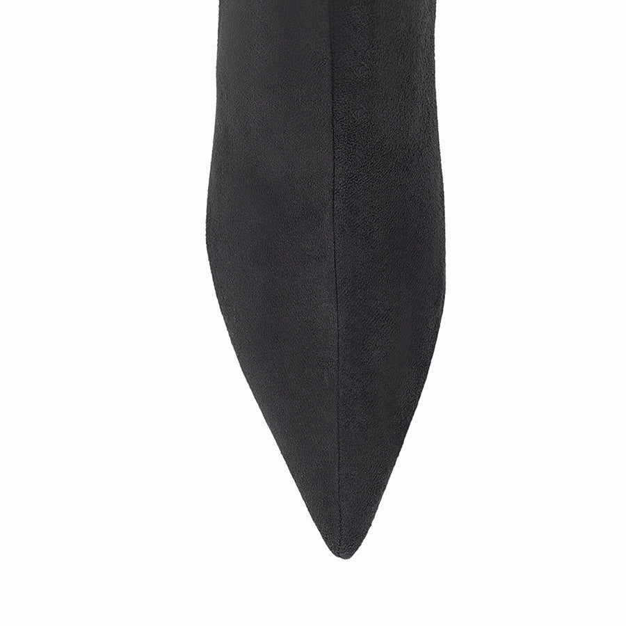 Lucila Knee High Boots - Black Micro