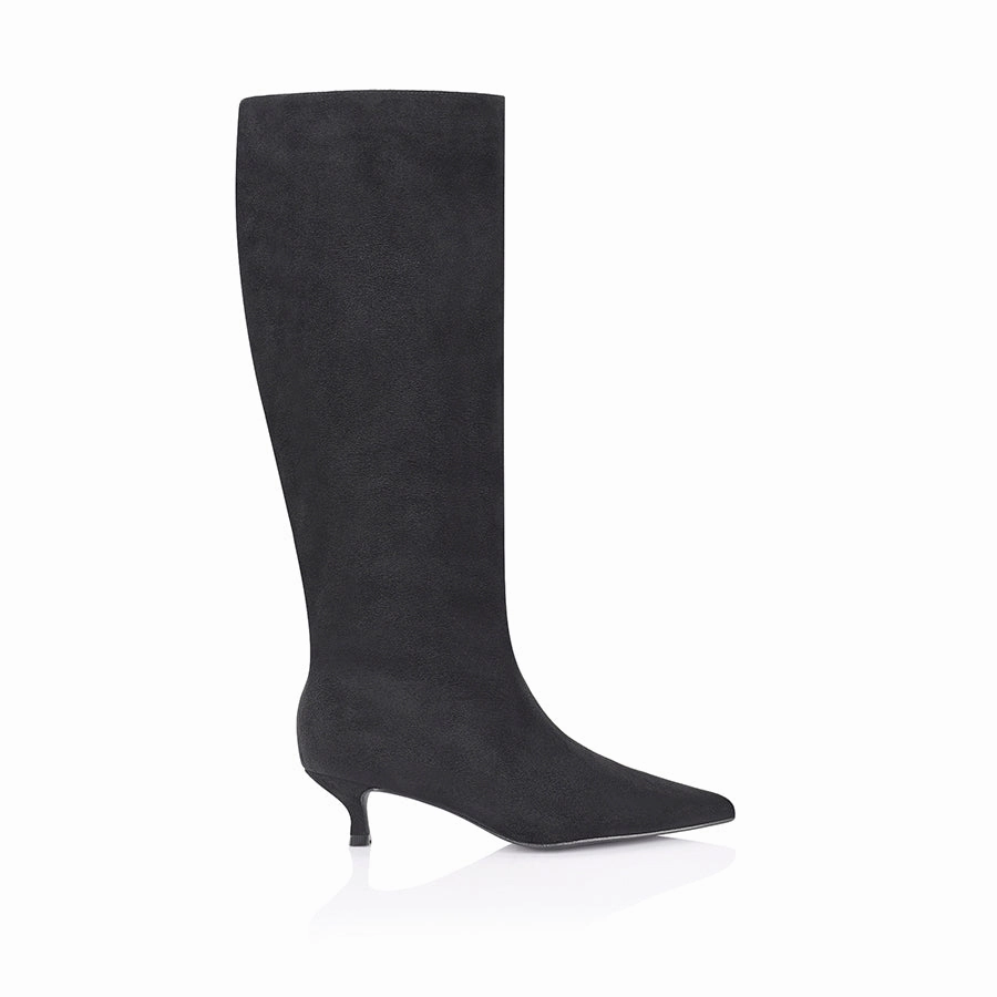 Lucila Knee High Boots - Black Micro