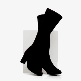 Knee High Boots Lug Sole Lydia Extra-Wide Fit Knee High Boots - Black Suede