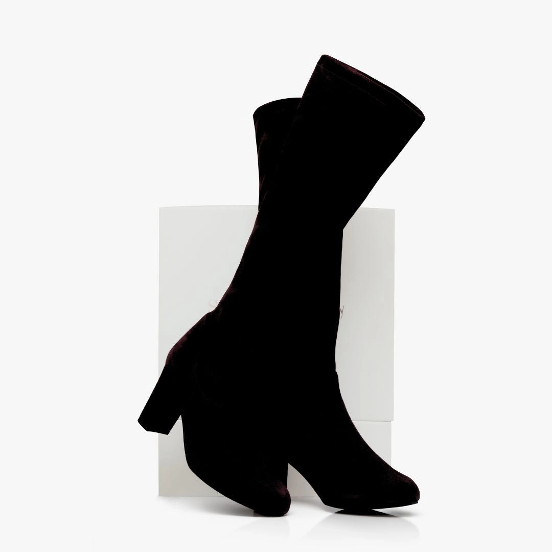 Lydia Extra-Wide Fit Knee High Boots - Black Suede