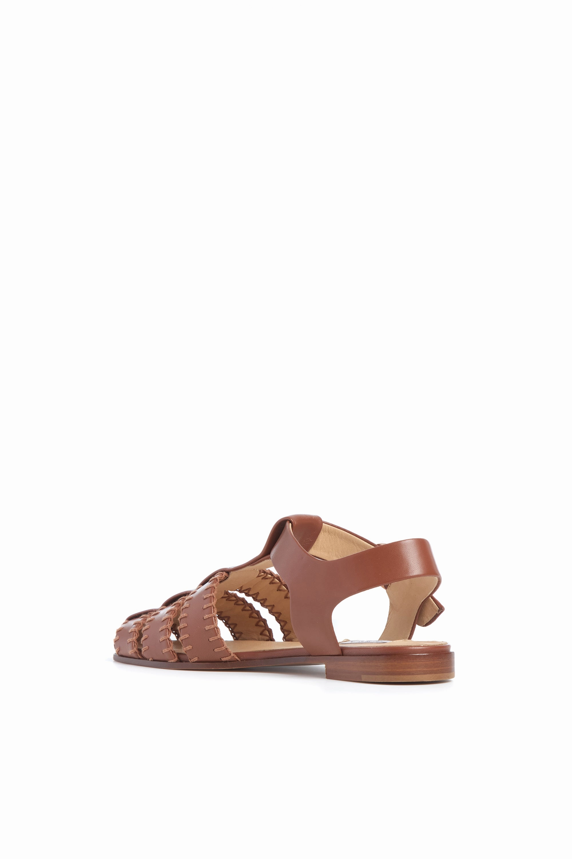 Heel Thong Sandals Lynn Flat Sandal in Cognac Nappa Leather with Stitch