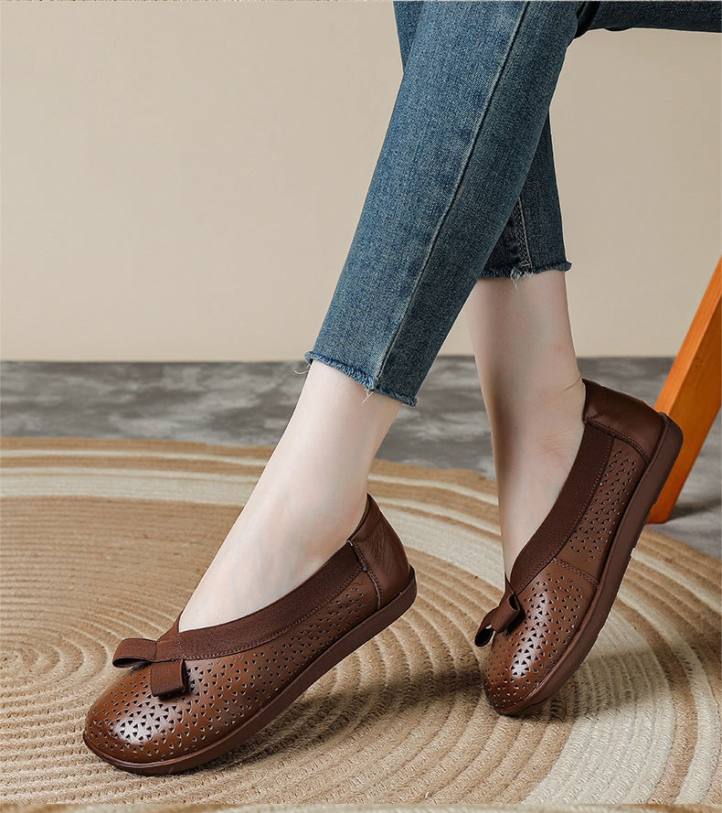 Cost Genuine Leather Women Shoes Casual Soft Flat