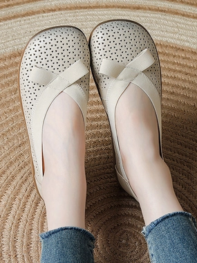 Genuine Leather Women Shoes Casual Soft Flat Mach 5