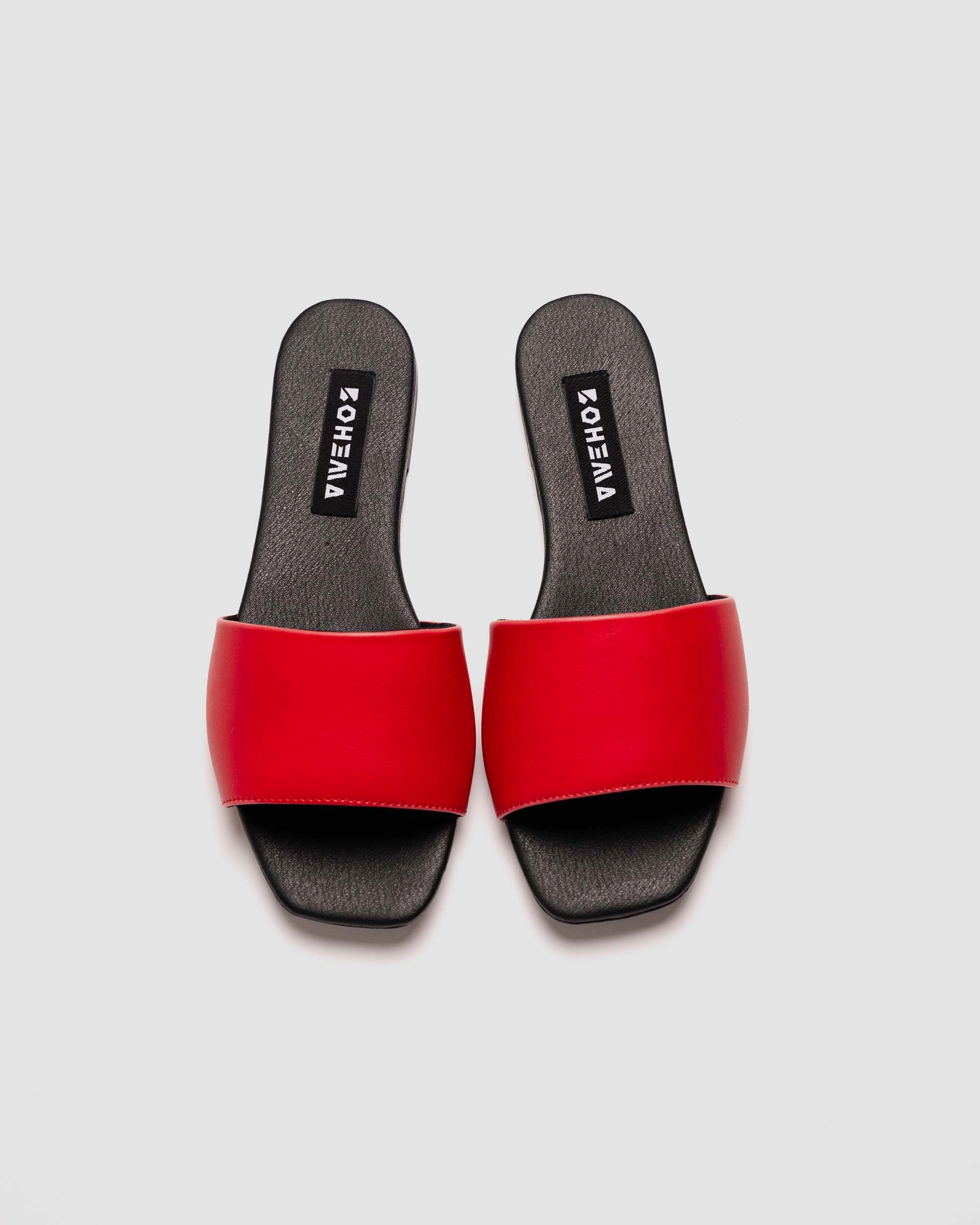 Ez Flip Flops Mellow Slides Red vegan slides made of corn leather