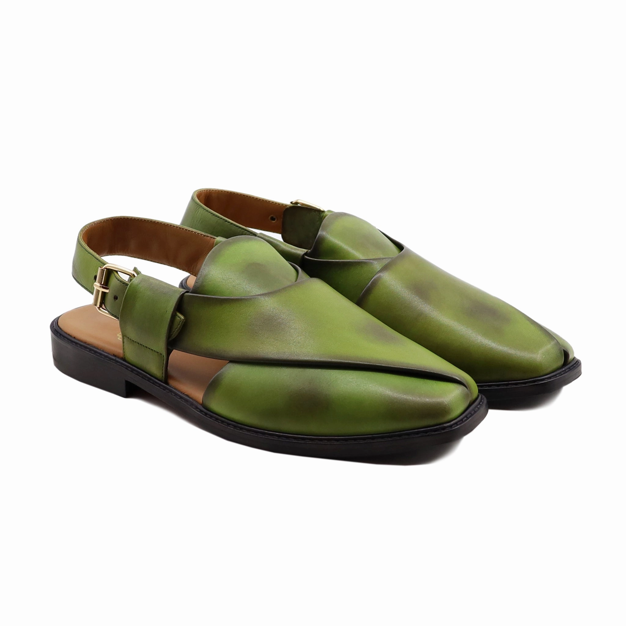 Walking Sandals For Europe Mercado - Men's Burnish Green Calf Leather Sandal