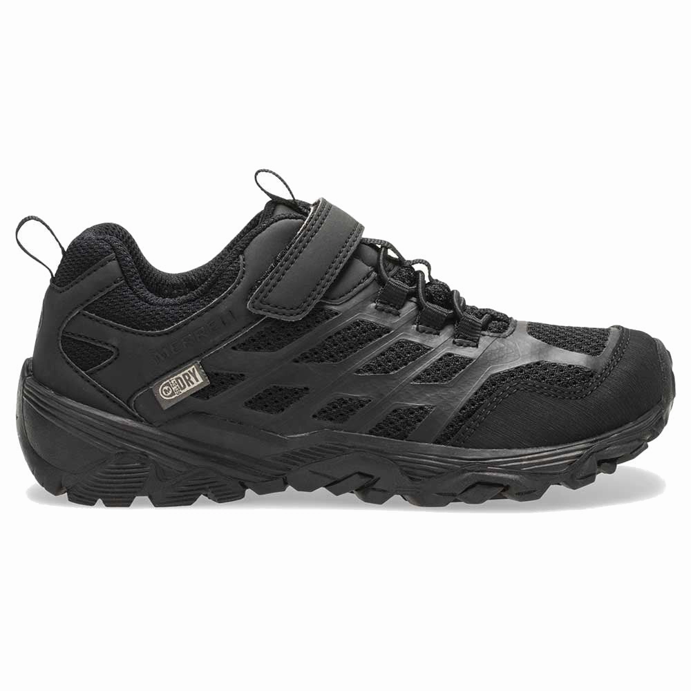 Merrell Kid's Moab FST Low Waterproof Sneaker - Black Wide Trail Hiking Shoes