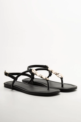 Metal Trim Thong Sandal  Black Sandals Near Me