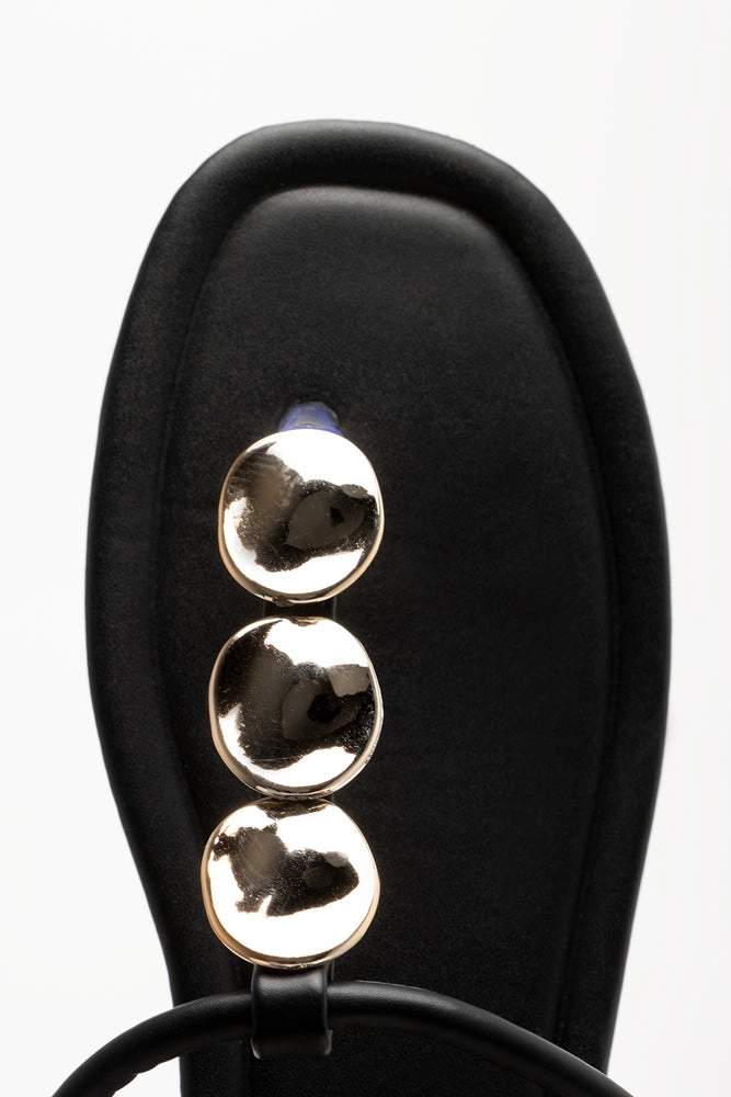 Sandals Women Metal Trim Thong Sandal  Black