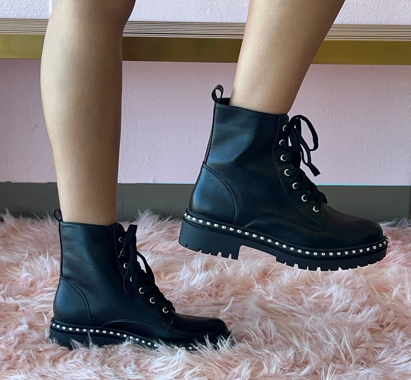 MIRA-4 Black Combat Boots Steve Madden Grey Combat Boots - Combat Boots