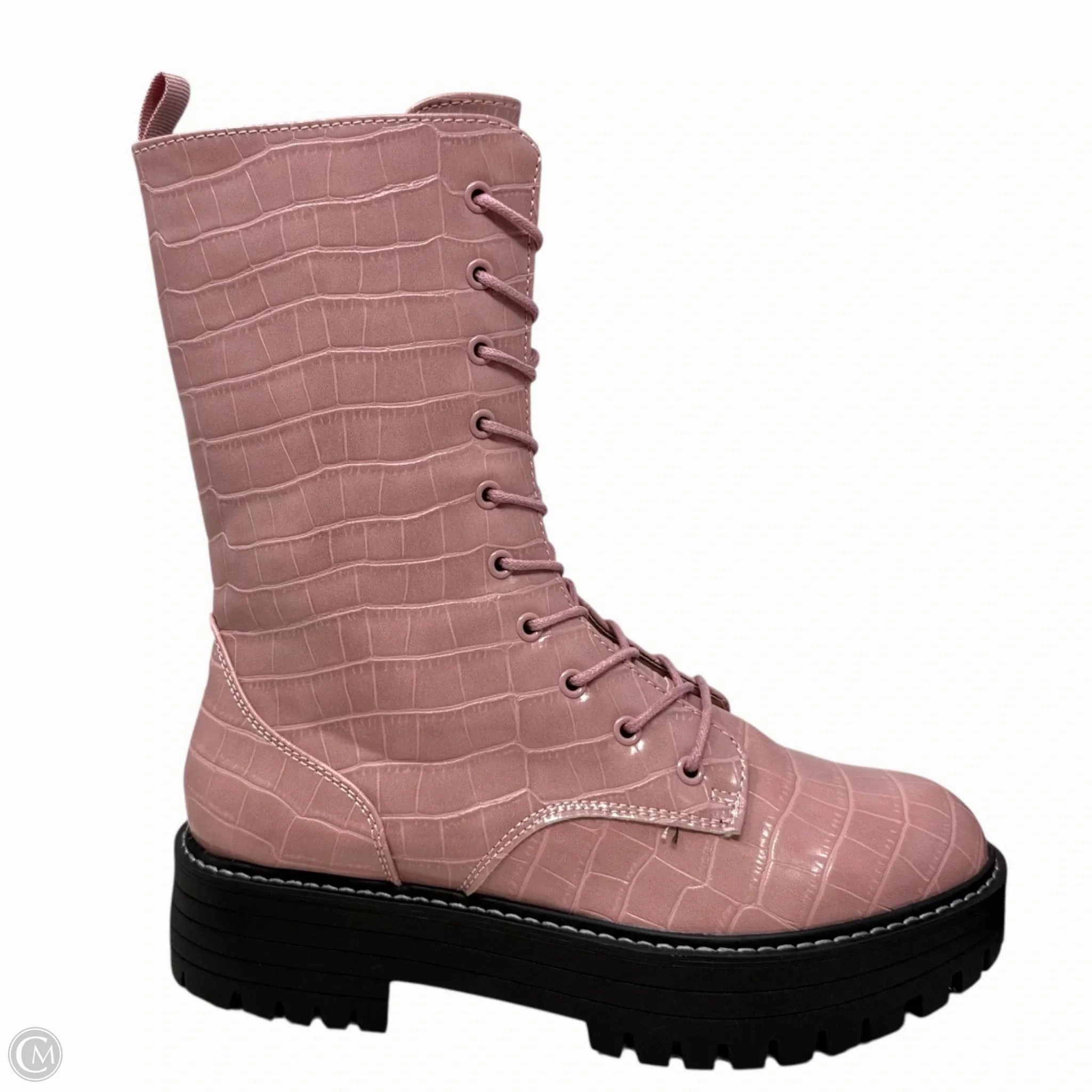Limelight  Mid Shaft Combat Boots By Sugar In Pink, Size: 7.5 Combat Boots Pants