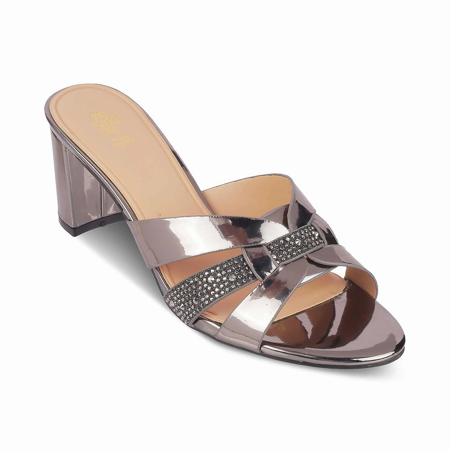 Sandals Usvi Tresmode Luxe Pewter Women's Dress Block Heel Sandals