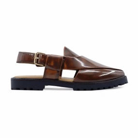 Eastland Sandals Lagos - Men's Burnish Brown Box Leather High Shine Sandal
