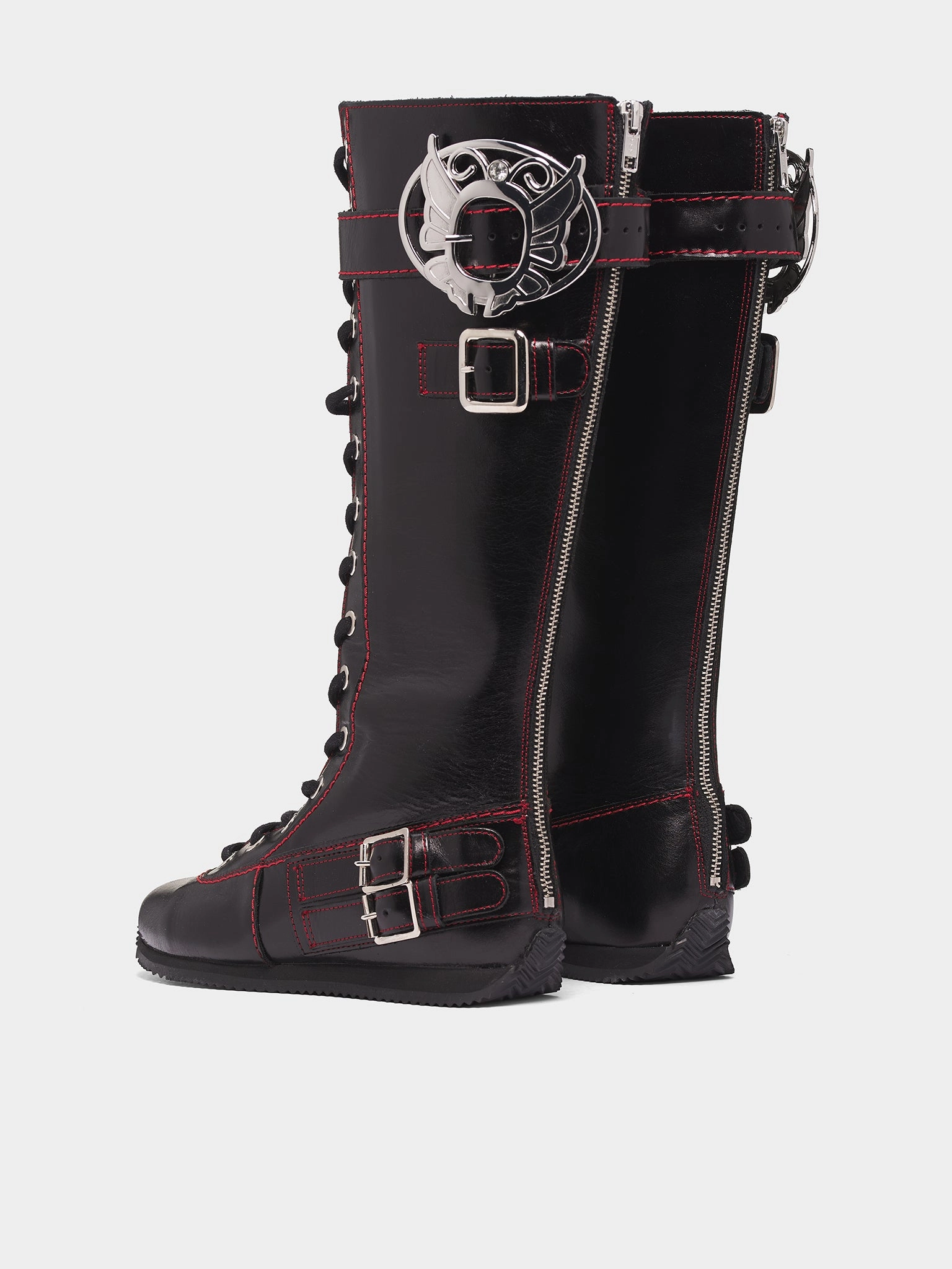 Black Leather Stefanie High Boots (8500-CHUNKY-LACE-UP-BLACK) Ganni Knee-high Leather Chelsea Boots