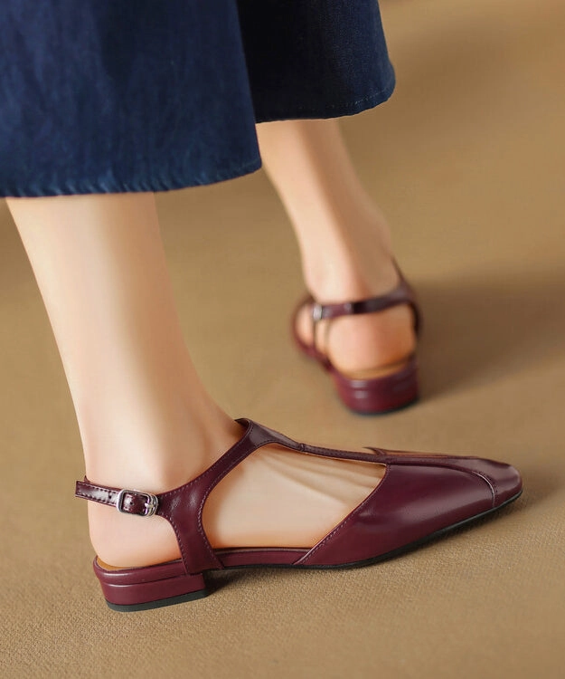 Raramuri Sandals Mulberry Sandals Cowhide Leather Beautiful Splicing Hollow Out AP1026