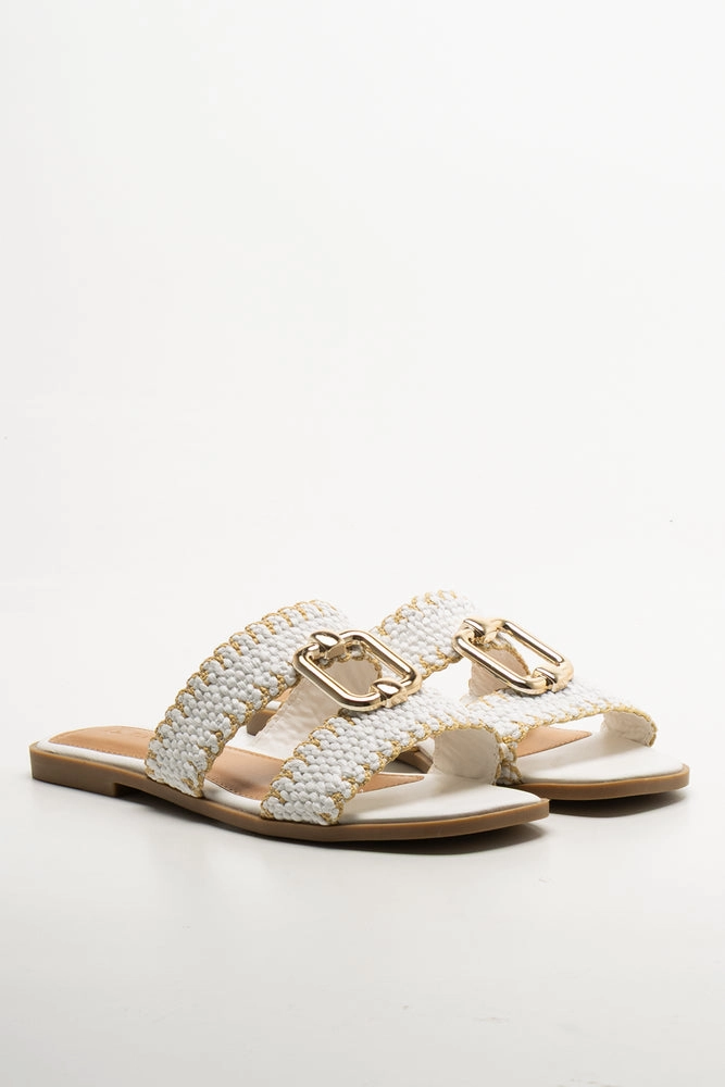 Leather Platform Sandals Mule Sandals White