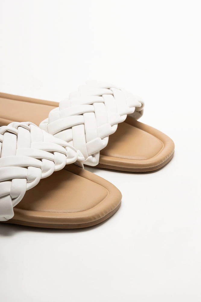 Weave Mule Sandal White Sandals Dunn's River Jamaica