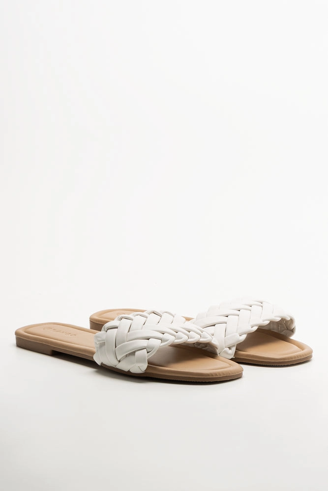 Weave Mule Sandal White Sandals Fashion Nova