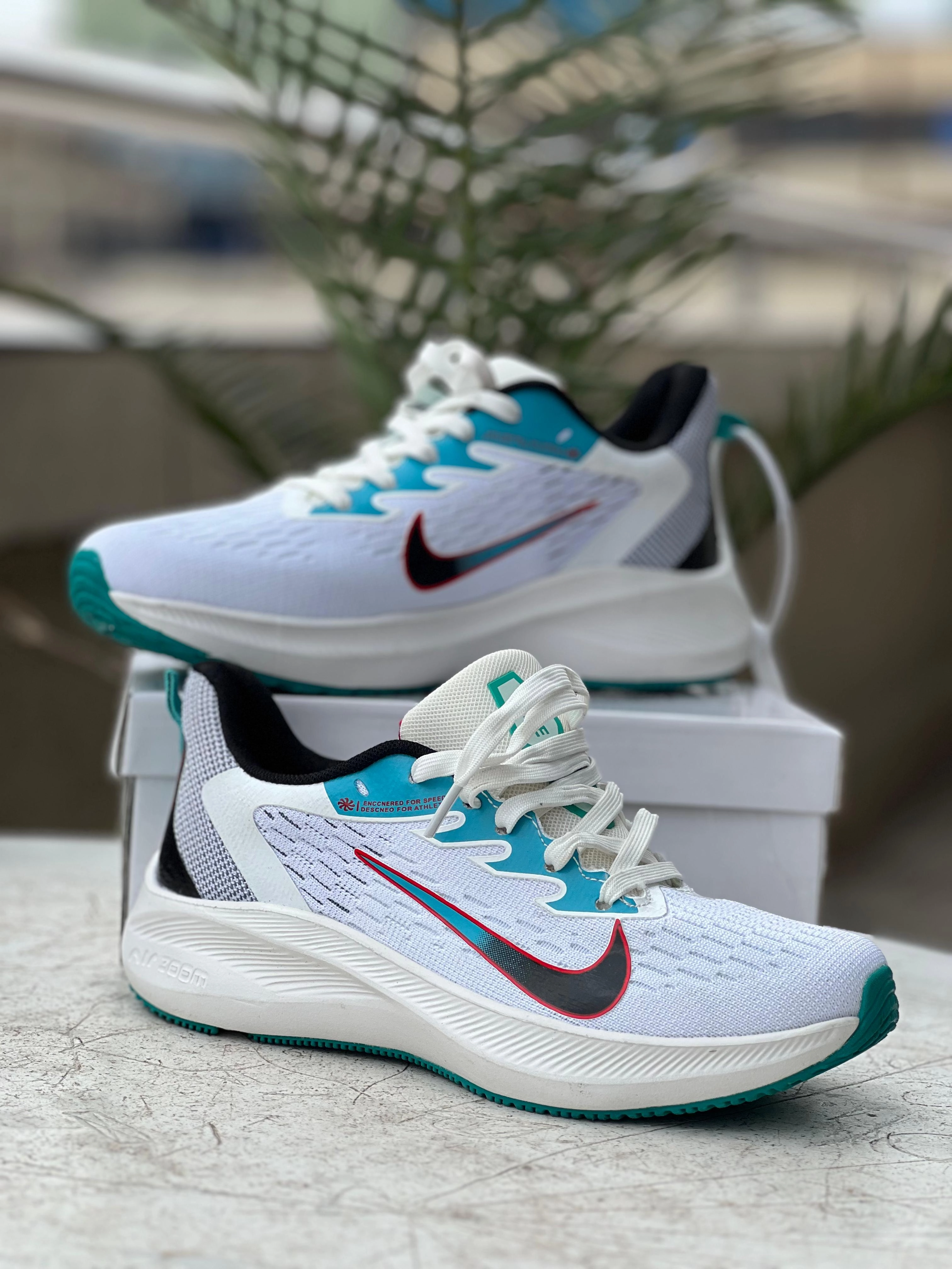 Good Nike Walking Shoes Nike Zoom Running Sneakers - White, Teal & Black