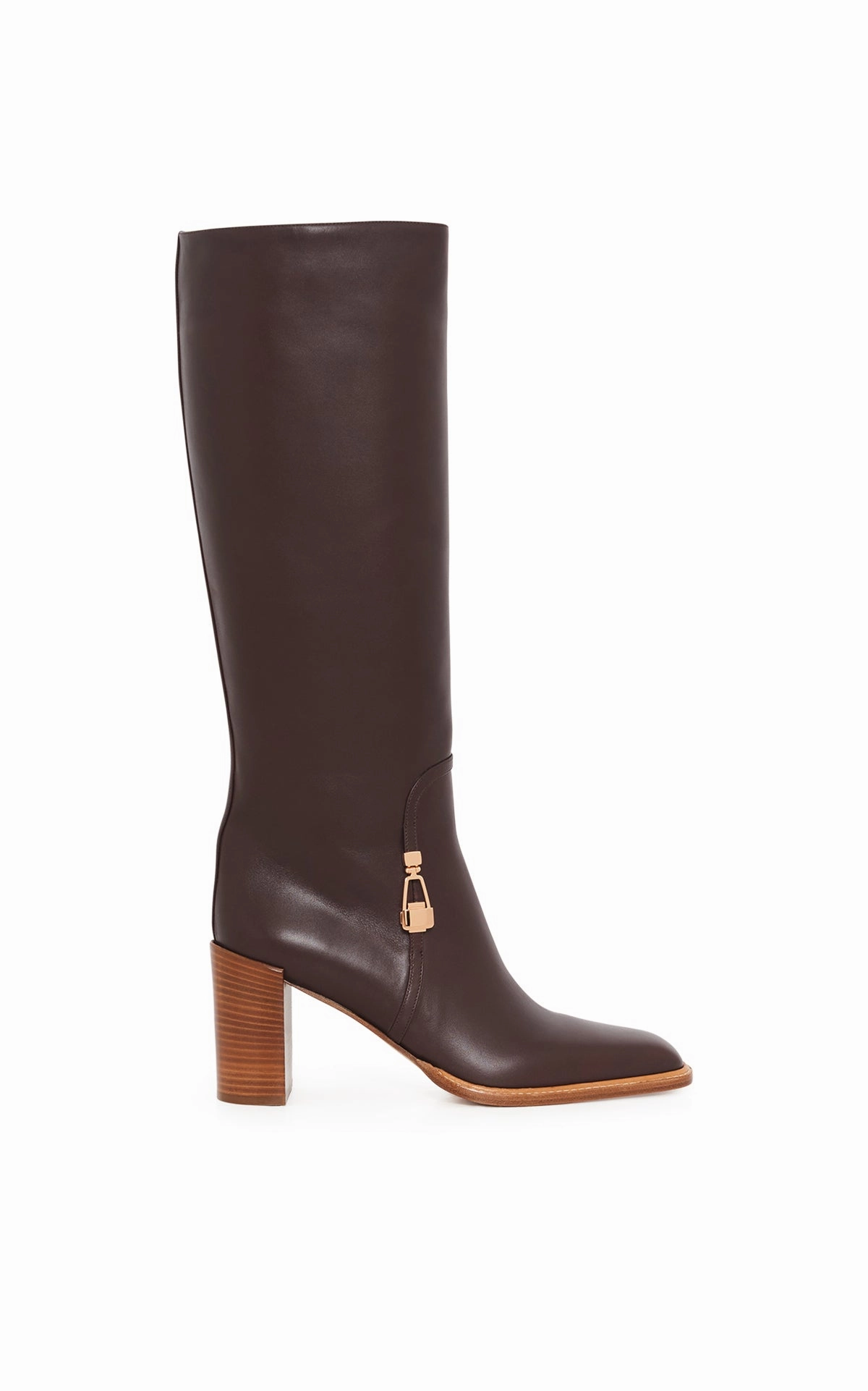 2.5 Inch Knee High Boots Nina Clasp Tall Boot in Dark Chocolate Leather