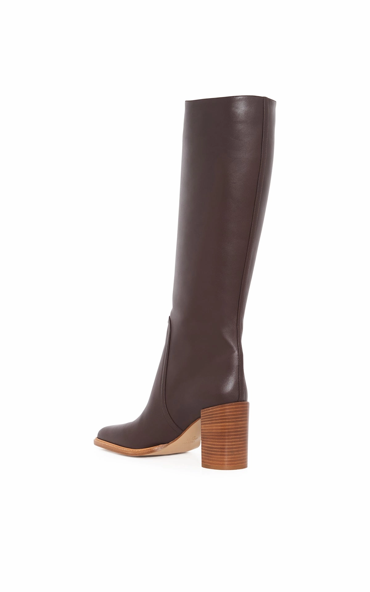 Straight Leg Knee High Boots Nina Clasp Tall Boot in Dark Chocolate Leather
