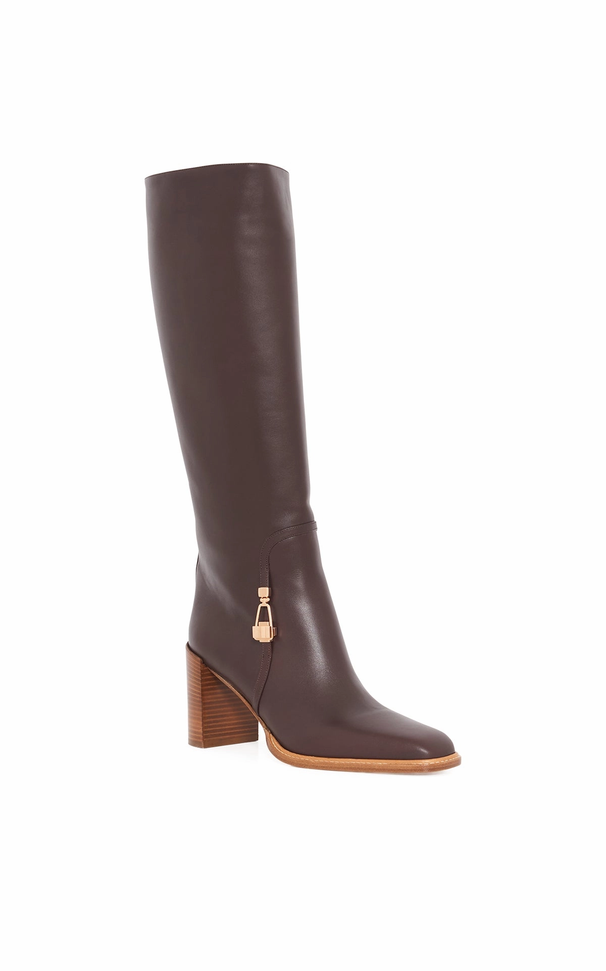 Nina Clasp Tall Boot in Dark Chocolate Leather High Knee Cowgirl Boots