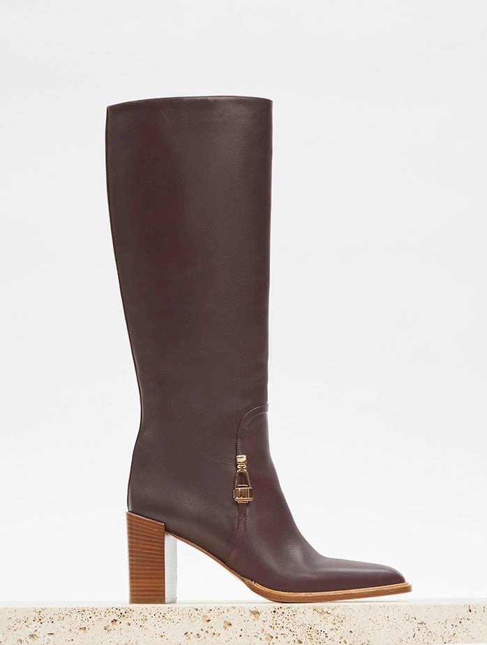 Nina Clasp Tall Boot in Dark Chocolate Leather Shoe Show Knee High Boots