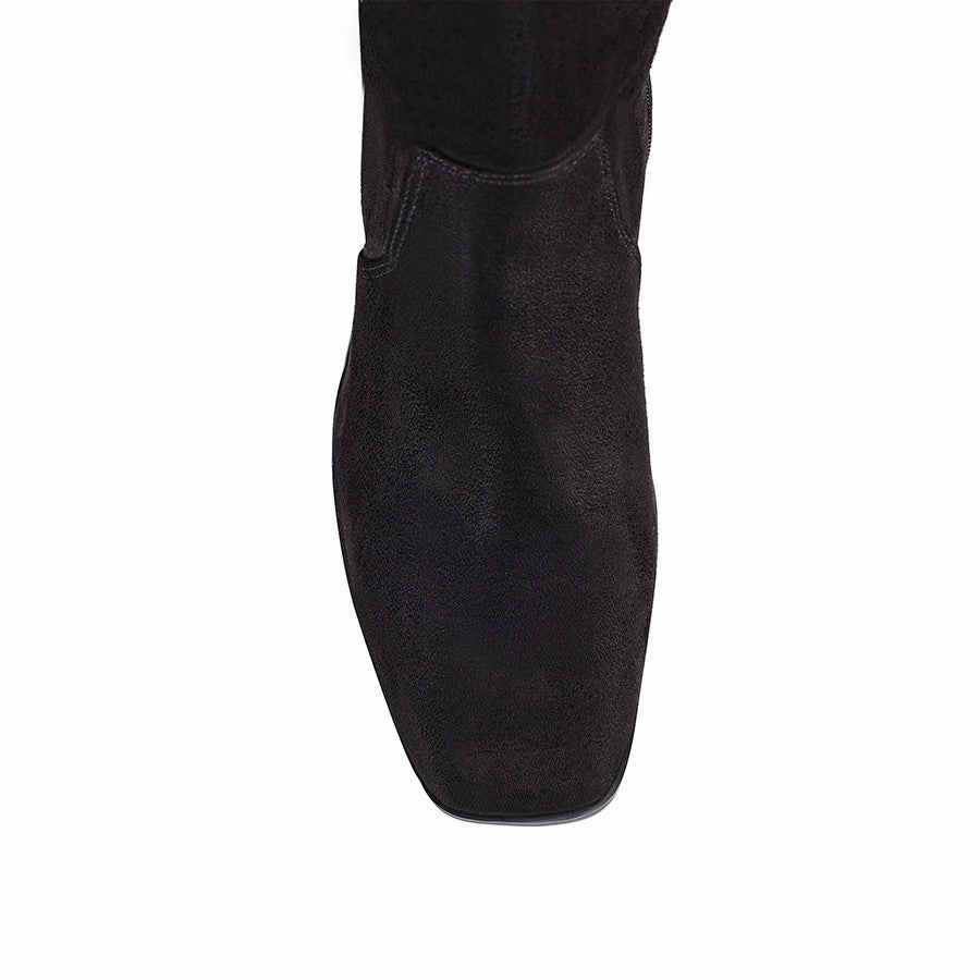 Linden Knee High Boots - Black Micro