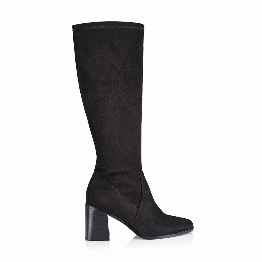 Linden Knee High Boots - Black Micro Knee High Boots Popular