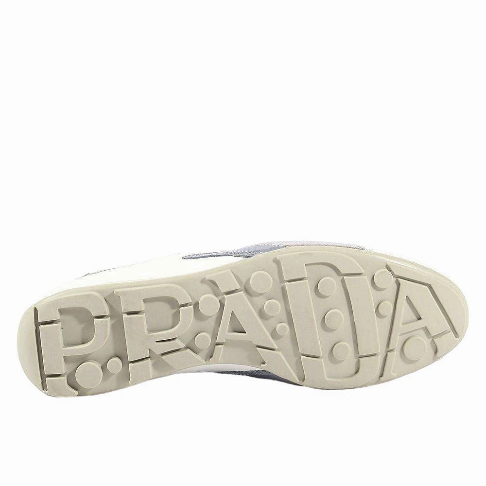 Prada Women's shoes White & Silver Sports Sneakers 3E4709 Best Plantar Fasciitis