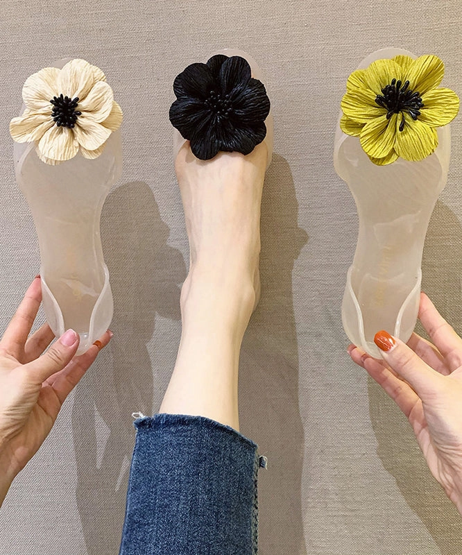 Stylish Cute Black Floral Splicing Clear Walking Sandals AP1010 Sandals Block Heels