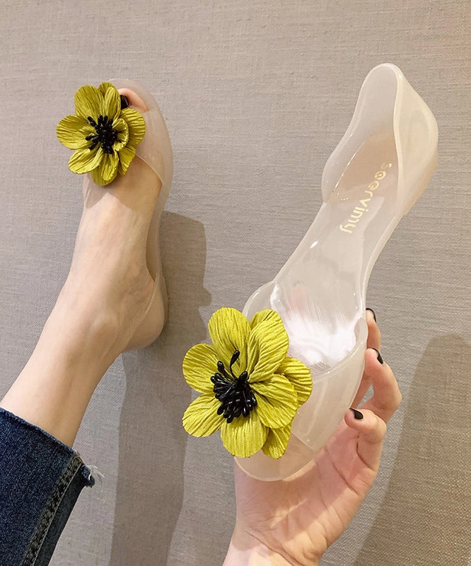 Sole Of Sandals Stylish Cute Black Floral Splicing Clear Walking Sandals AP1010