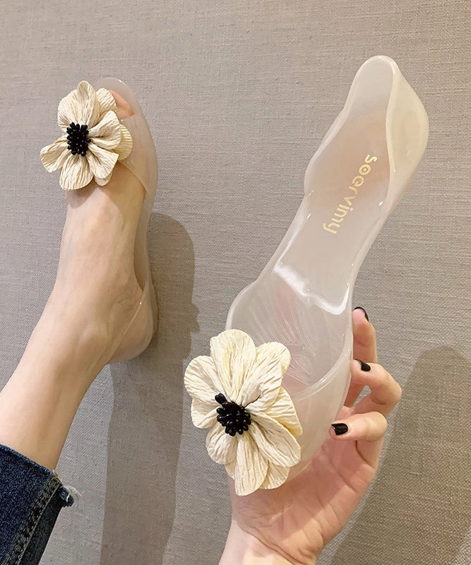 Pehr Sandals Stylish Cute Black Floral Splicing Clear Walking Sandals AP1010