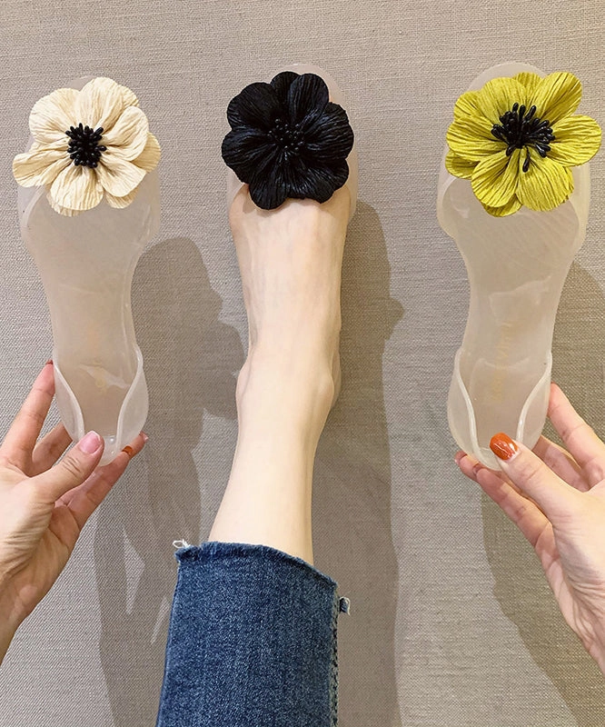 Stylish Cute Black Floral Splicing Clear Walking Sandals AP1010 Sandals Walking Europe