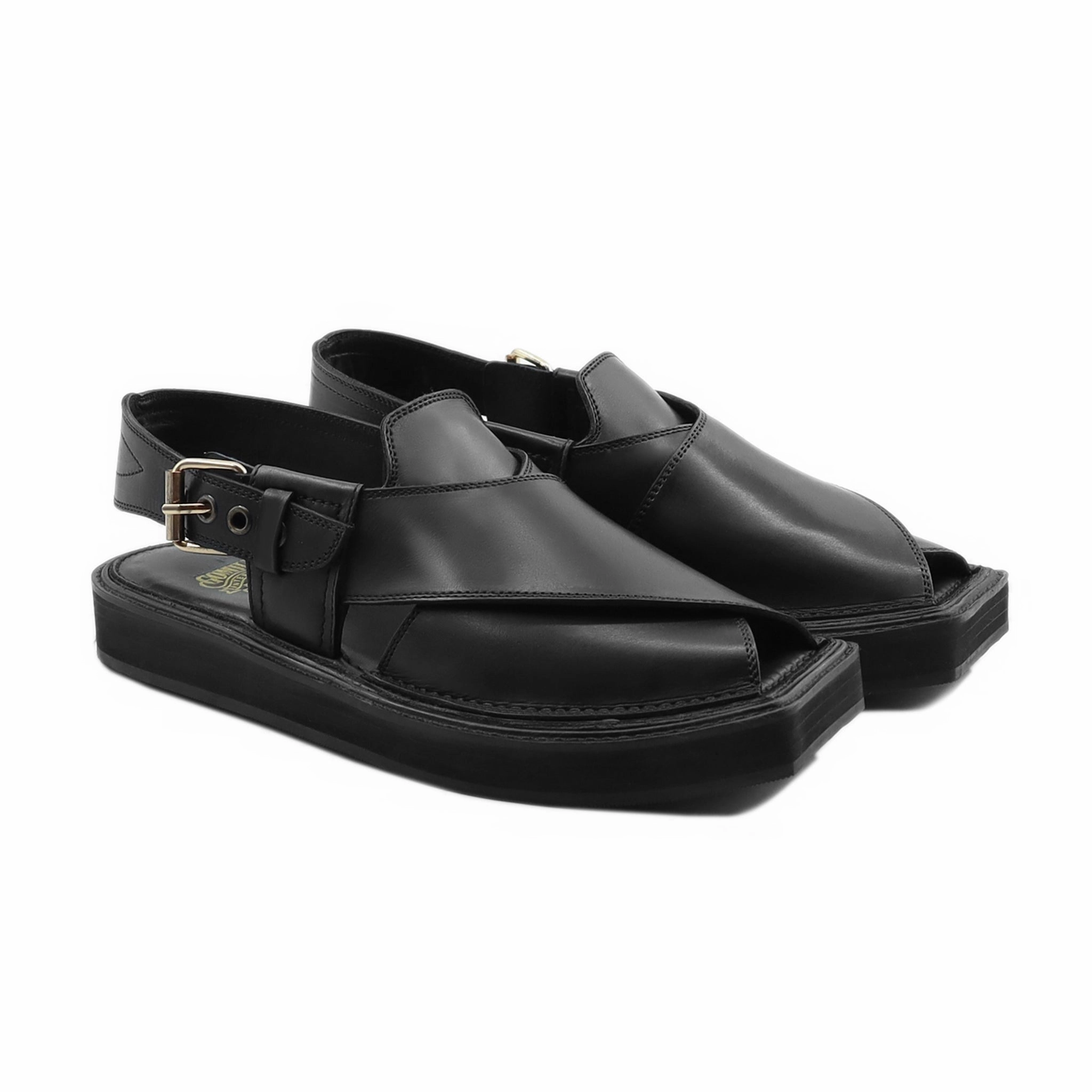 Adjustable Slide Sandals Onyx - Men's Black Calf Leather Sandal