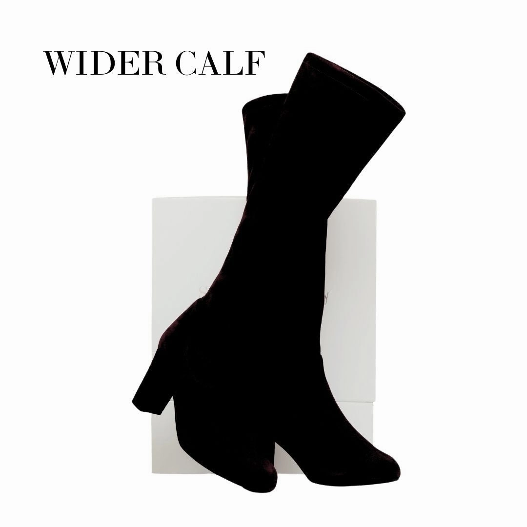 Lydia - Extra Wide Knee High Boots (WIDE CALF) - Black Suede
