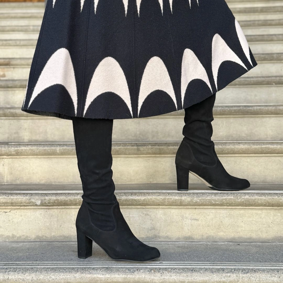 Lydia - Extra Wide Knee High Boots (WIDE CALF) - Black Suede