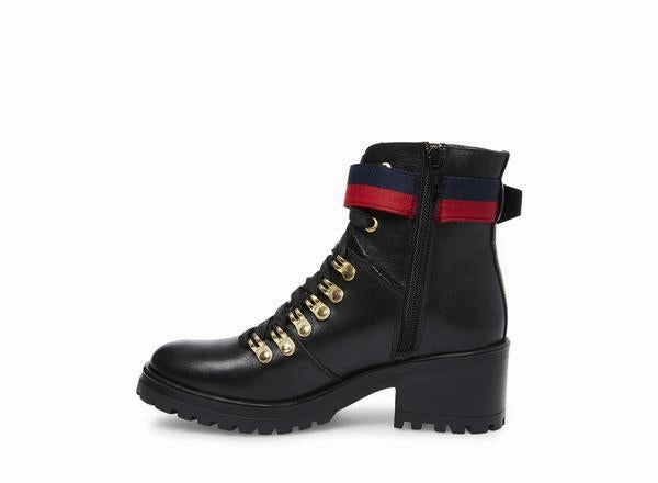 GEORGIANA BLACK LEATHER Size 7 Combat Boots