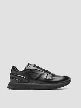 Discount Code Shoes PERSPECTIVE 001 - Black Leather Low Top Sneakers