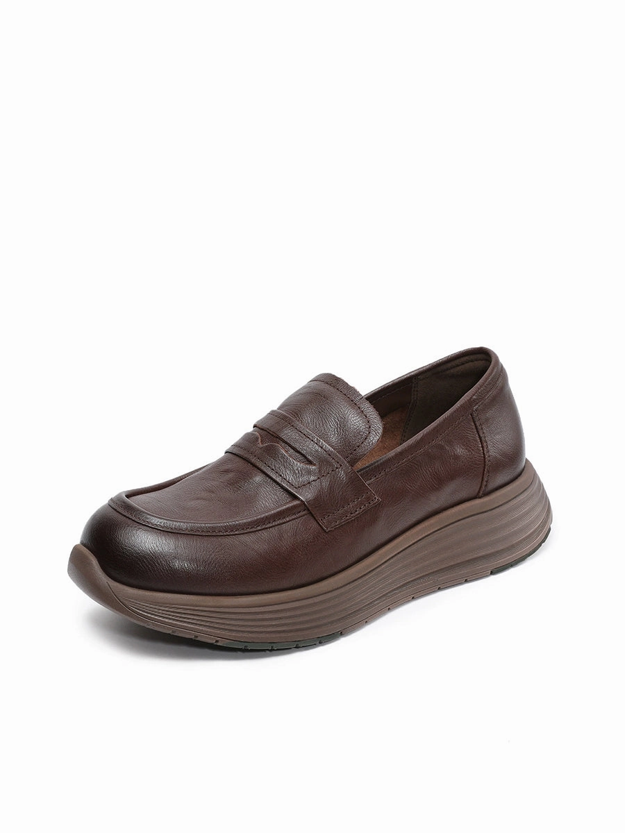 Platform Leather Shoes Women Genuine Vintage Shoes Windsor