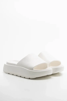 Low Heel Dress Sandals Platform Slide White