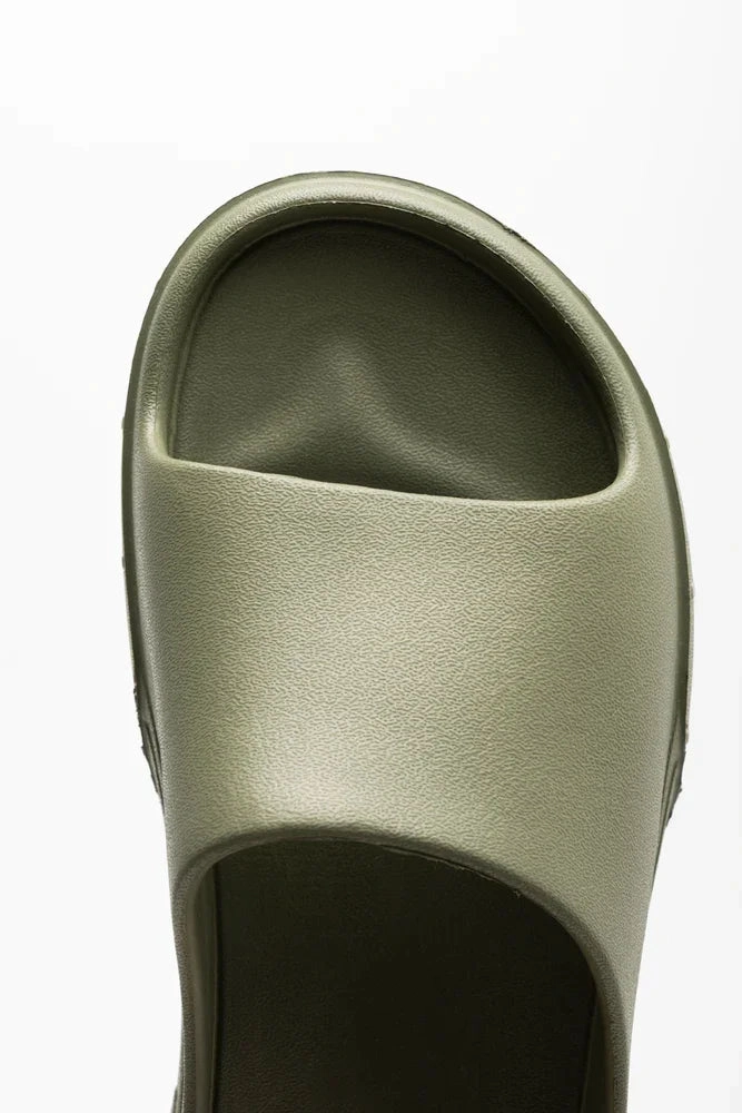 Platform Slides Green Platform Chunky Sandals