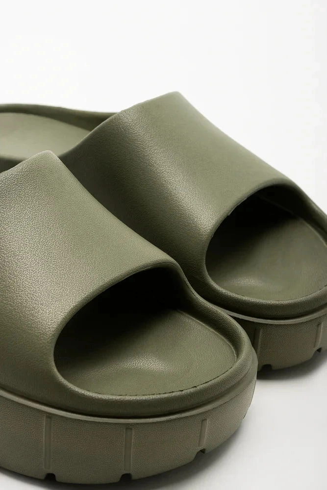 Platform Slide Sandals Platform Slides Green
