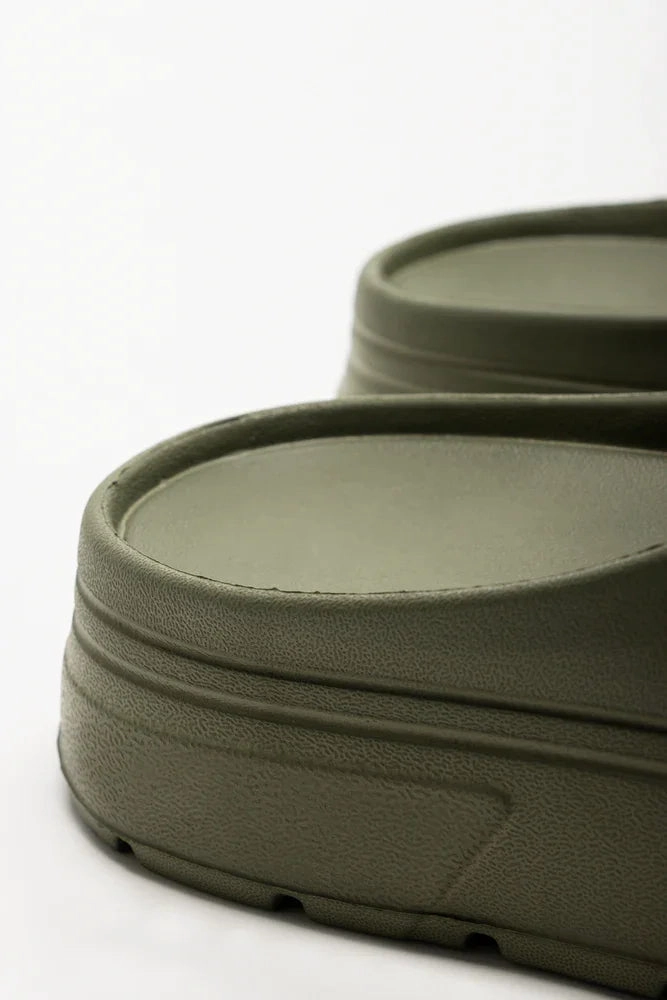 Platform Slides Green Boston Sandals